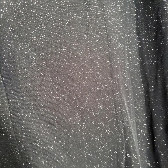 Alex Evenings Cold Shoulder Glitter Mesh Dress w/Draped Skirt,Cowl Neckline 16P - Picture 8 of 10